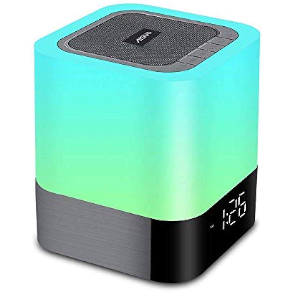 Night Light 5 In 1 Bedside Lamp With Bluetooth Speaker, 12/24H