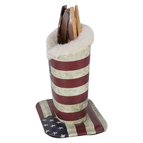 PG6 Plush Lined Eyeglasses Holder Stand Case Protective Glasses Case for Desks, American Flag - Thumbnail 3