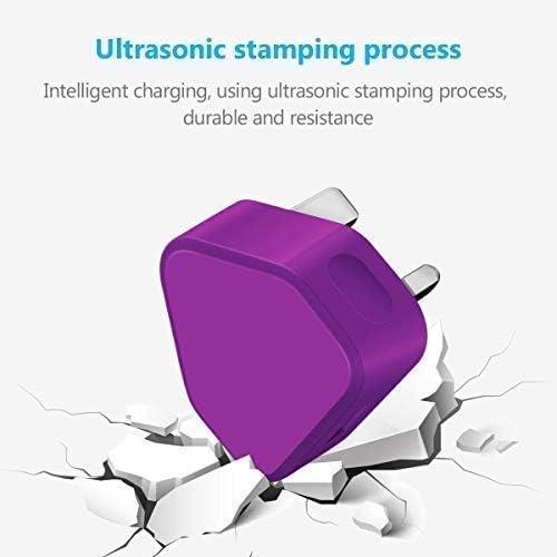 AMO® Universal USB Mains UK 3 Pin Plug Charger Adapter Compatible with Samsung Galaxy Compatible with iPhone iPad Sony Tab HTC Windows Phone Tablet & USB Socket (Purple) - Image 5