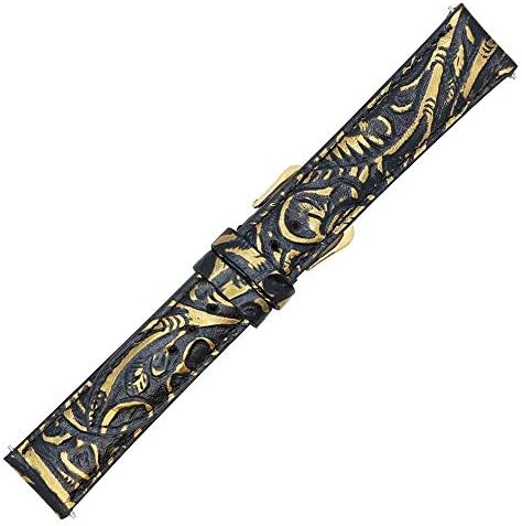 Made in The USA - Genuine Leather Watch Band Strap - American Factory Direct - Heat Embossed Western Print - Gold and Silver Buckles Included – Real Leather Creations