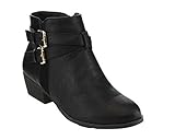 Top Moda EC88 Women's Criss Cross Buckle Strap Low Chunky Ankle Booties