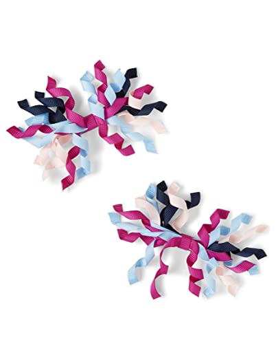 Gymboree Girls and Toddler Headbands and Hair Accessories, Magenta/Navy Curly 2…