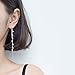 OwMell 925 Sterling Silver Tassel Drop Earrings Long CZ Droplet Dangle Threader Earrings for Women