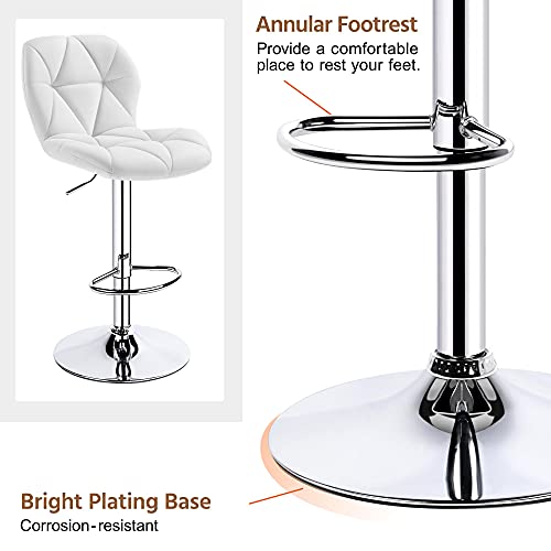 Yaheetech Bar Stools Set of 4 Adjustable PU Leather 360°Swivel Count