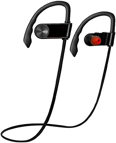 Wireless Sports Bluetooth Headphones Noise Cancelling Sweatproof Running Stereo with built-in microphone (Black)