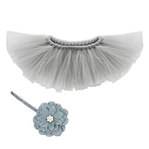 Newborn Girl Photography Props Outfits - Gray Baby Tutu Skirt and Headband Set