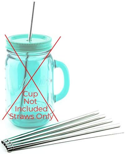4 Pack Cocostraw for Aladdin Mason Jar 32 oz Tumbler PerfectFIT 18/8 Stainless Steel Drinking Straws With Cleaning Brush