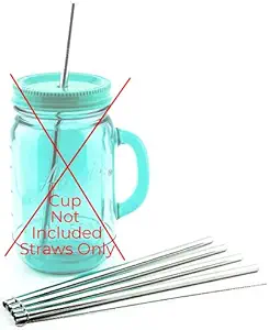 4 Pack Cocostraw for Aladdin Mason Jar 32 oz Tumbler PerfectFIT 18/8 Stainless Steel Drinking Straws With Cleaning Brush