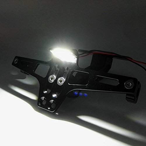 Heinmo Motocross Motorcycle Led Tail Light Adjustable License Number Plate Frame Holder Bracket Universal for Honda Yamaha(Black)