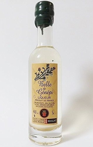 6 mignonettes de liqueur belle de genepi 5cl presente en coffret bois louis roque