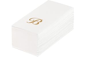 Restaurantware Disposable Napkins 50 Count 15.75 x 7.87 Inch Paper Linen-Feel Airlaid Napkins Gold Decorative Personalized Lu