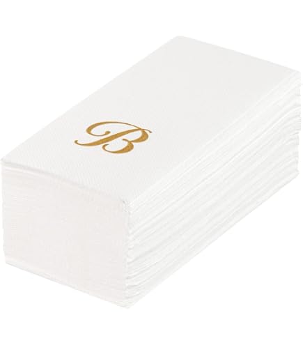 American Homestead Monogrammed Paper Hand Towels - Set Of 50 Disposable Linen-Like Towels, Gold Foil Letter