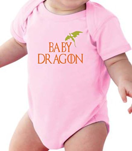 Pure Soul Baby Dragon - Funny Wizard Baby Romper Onesie Unisex WARPPED and Protected With A Clear Poly Bag (0-6 Months, Light Pink)