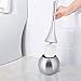 Toilet Bowl Brush and Holder, Creative Toilet Brush Set with Stainless Steel Base (Silver)