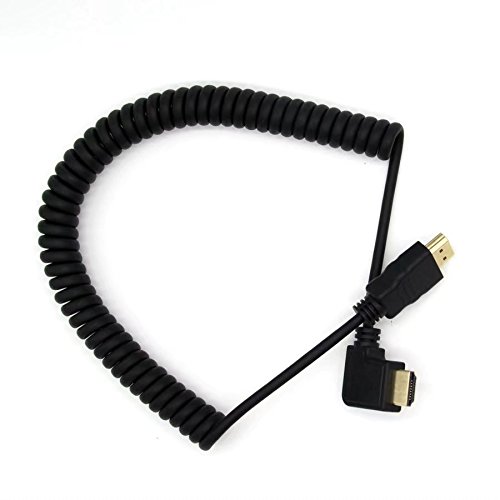 Seadream 4K Coiled HDMI Cable,Spring Spiral Left Angle HDMI Male to Male Converter Adapter Cable, Support 3D 4K, Stretched Length Up to 7.8FT
