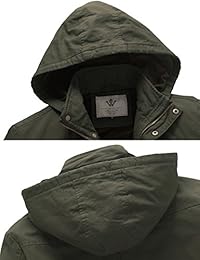 WenVen - Chaqueta militar con capucha para hombre (algodón)