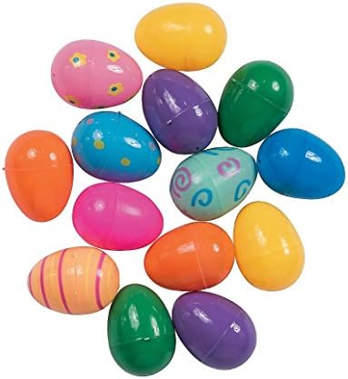 64-Piece Assortment of Plastic Easter Eggs, Patterns/Pastel Bright Colors 2 inches