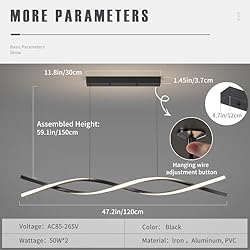 Mikeru Modern Pendant Lights Kitchen Island, 47inch