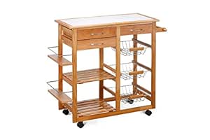 Ovela Ceramic Top Kitchen Storage Trolley &amp; Workbench 