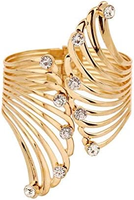 MXYZB Stainless Steel Smooth Hollow Hoop Open Ended Wide Cuff Bangle Bracelet, Adjustable