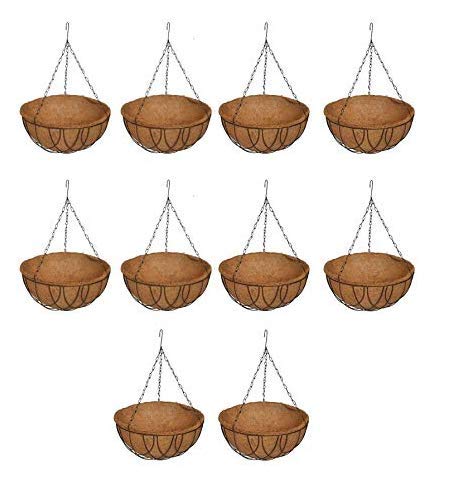 COIR GARDEN Coir Hanging Basket with Stand (12-inch) -10 Pieces