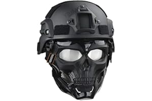 YBJMSFA Tactical PJ Helmet and Airsoft Skull Full Face Protective Mask, Dual Mode Wear Design for Airsoft Paintball CS Game