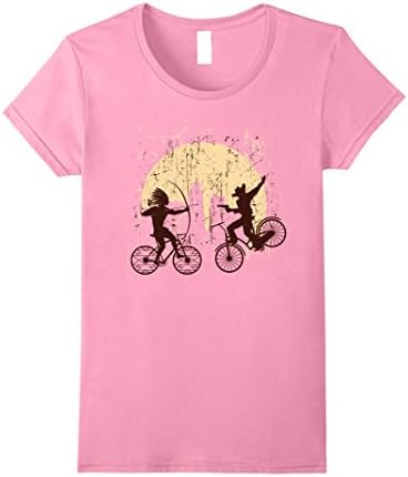 Womens Cowboys and Indians in a Bike Battle Vintage Style shirt. XL Pink