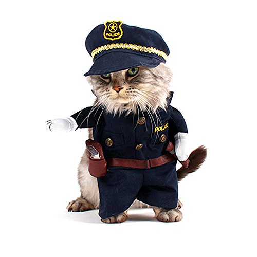 SMALLLEE_LUCKY_STORE Cat Dog Policeman Costume Clothes for 20 lb Pet Puppy
