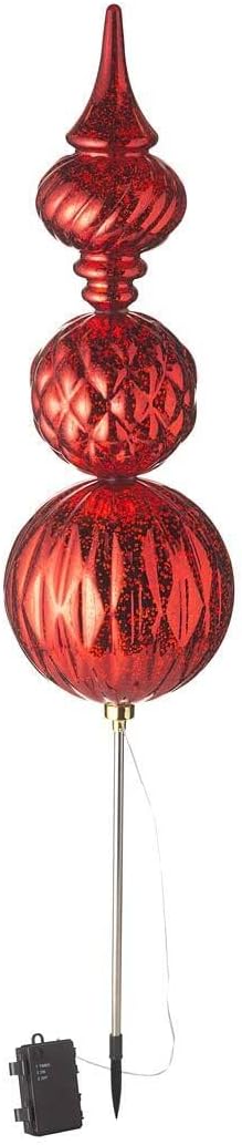 Decorative Garden Stakes - Plow & Hearth Indoor/Outdoor Oversized Shatterproof Holiday Lighted Large Finial Christmas Ornament Garden Stake for Yard, Garden, Flower Pot, Urn and Container, 8