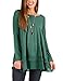 PRETTODAY Women's Long Sleeve Tunic Tops Round Neck Chiffon Hemline Loose Blouses (Army Green, XX-Large)