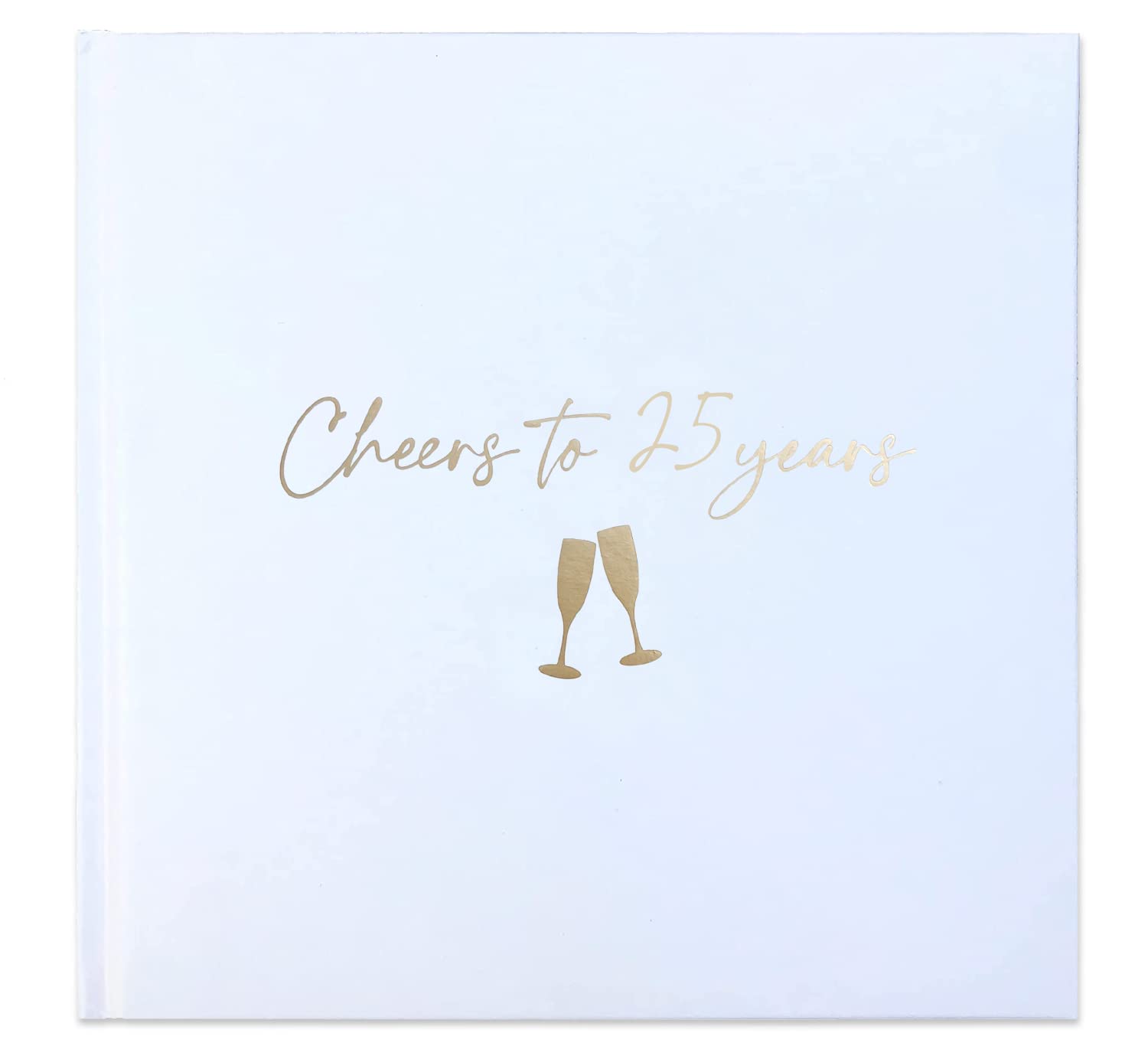 Birthday or Anniversary "Cheers" Guestbook - Ideal Keepsake for Party Celebration - White/Gold (25)