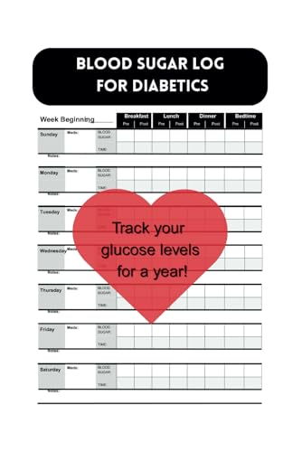Blood Sugar Log Book for Diabetics: Organizer to track your glucose levels for…
