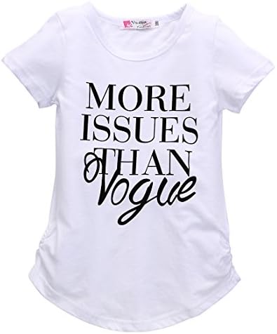Universalgoods Baby Little Boys Girls Vogue Letter Printed Short Sleeve Cotton T-Shirt (90 (2-3 Years), White)