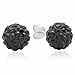 Sterling Silver 2 Carats Total Weight Black Crytal Ball Stud Earrings.