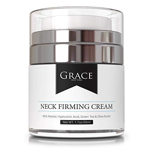 Grace Neck Firming Cream with Retinol, Hyaluronic Acid | Anti Aging Face Cream, Neck Cream and Double Chin Reducer | For Crepe Erase, Turkey Neck Tightener and Wrinkle Cream
