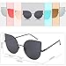 SOJOS Cat Eye Mirrored Flat Lenses Ultra Thin Light Metal Frame Women Sunglasses SJ1022 with Black Frame/Grey Lens