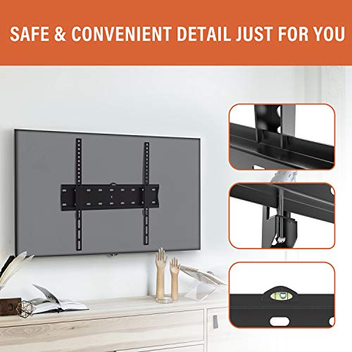 PUTORSEN® Fixed TV Wall Bracket, Ultra Slim TV Wall Mount for 32-55 inch LED LCD Plasma Full HD 1080p 3D 4K Smart TV Max VESA 400x400, Capacity 40kg, Spirit level included