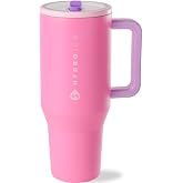 HydroJug Traveler 32oz, Insulated Tumbler with Handle &amp; Straw, Pink Sugar
