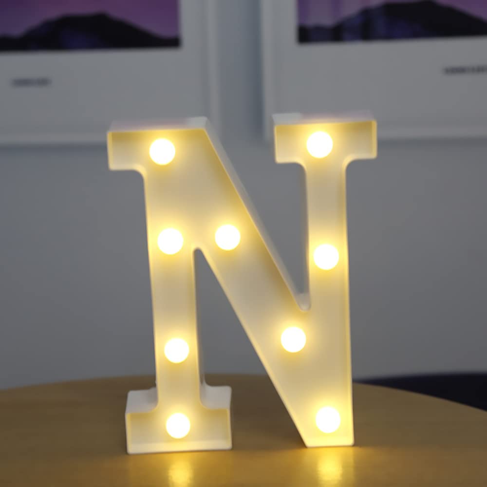 Tiardey letter lights LED symbol shape, Alphabet Plastic Marquee Table Lamps, Lighting up Words, Birthday Wedding Party Everyday Home Wall Hanging Decor-N