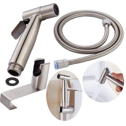 CIENCIA Handheld Bidet Sprayer Head Stainless Steel Muslim Shower Bidet Attachment for Toilet, Brushed Nickel, WS024S