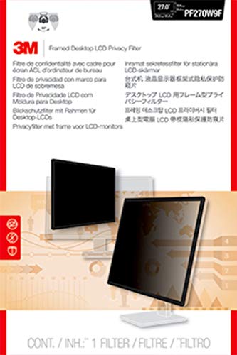 3M Framed Privacy Filter for 27″ Diagonal Widescreen Monitor, Protects your confidential information, Reduces blue light (PF270W9F)