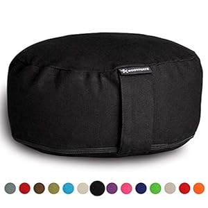 BODYMATE Meditation Cushion/Yoga Pillow D31cm H13cm – Removable washable 100% Cotton Cover – Inner cotton bag filled with buckwheat husks