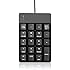USB Numeric Keypad, Jelly Comb Portable Slim Mini Number Pad for Laptop Desktop Computer PC, Full Size 19 Key, Big Print Letters - Black