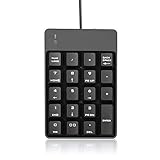 USB Numeric Keypad, Jelly Comb Portable Slim Mini Number Pad for Laptop Desktop Computer PC, Full Size 19 Key, Big Print Letters - Black (Personal Computers)