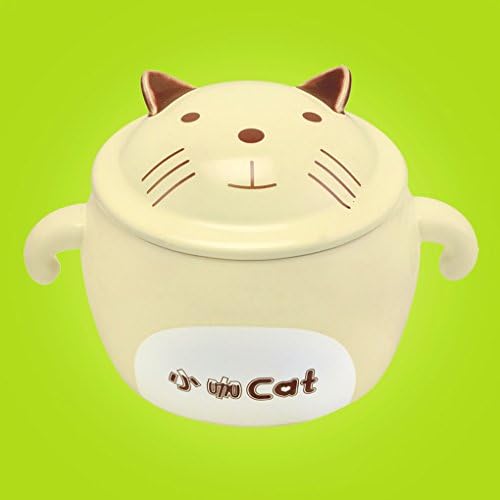 WYSHUN Creative instant noodles bowl ceramic bowl bowl large dormitory bowl with lid couple cups cartoon foam noodle soup
