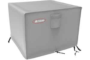 Atyard Gas Fire Pit Cover Square 40L x 40W x 24H inch - Waterproof Windproof Anti-UV Heavy Duty Patio Firepit Furniture Covers Gray