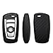 S-WEKA CARBON FIBER STYLE Black Carbon Fiber Texture Car Key Case Cover Holder Pouch Remote Key Chains Key Bag Fit For BMW keyless remote control Smart Key Fob Holder 1/2/3/4/5/6/M/X SERIES X3 X