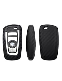 S-WEKA - Funda de fibra de carbono para llaves de coche, color negro, con textura de fibra de carbono, para mando a distancia, compatible con BMW sin llave, mando a distancia, con soporte para llaves inteligentes 1 2 3 4 5 6 M X Series X3 X