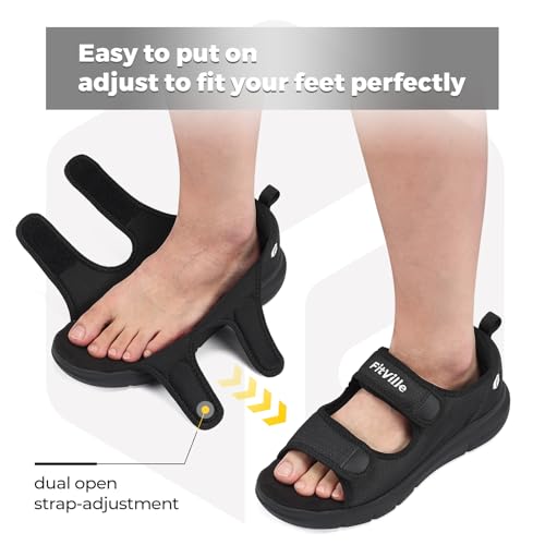 FitVille Men's Diabetic Sandals Extra Wide Edema Shoes with Adjustable Strap Wide Width Slippers for Swollen Feet