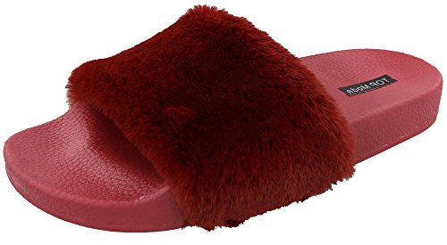 Top moda pillow-1 women s faux marabou fur slide flip f…